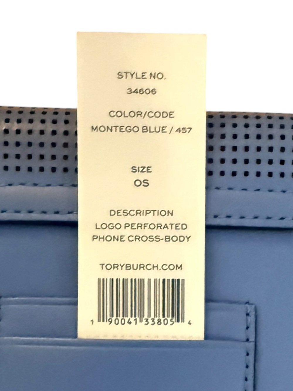 Tory Burch Logo Perforated Leather Crossbody Phone Bag w/ Dust Bag Montego  Blue - Picture 10 of 13
